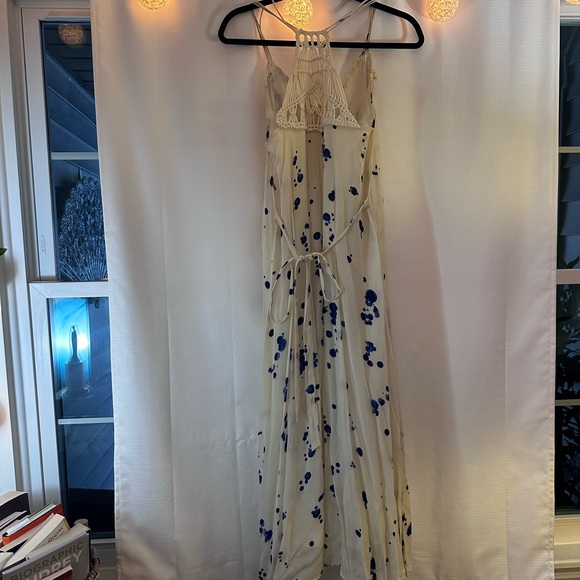 Anthropologie Maeve Crochet White and Blue Maxi Dress - Picture 2 of 6